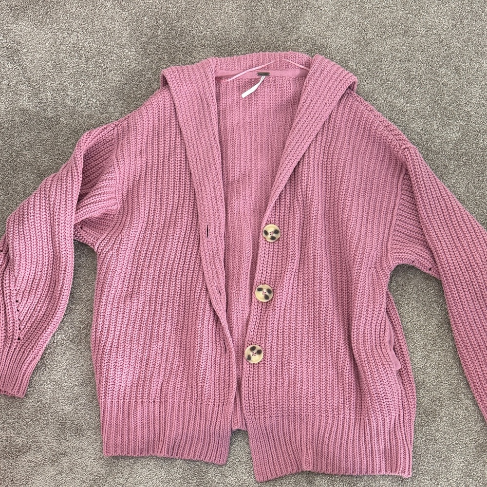 Free People Pink Knit Cardigan